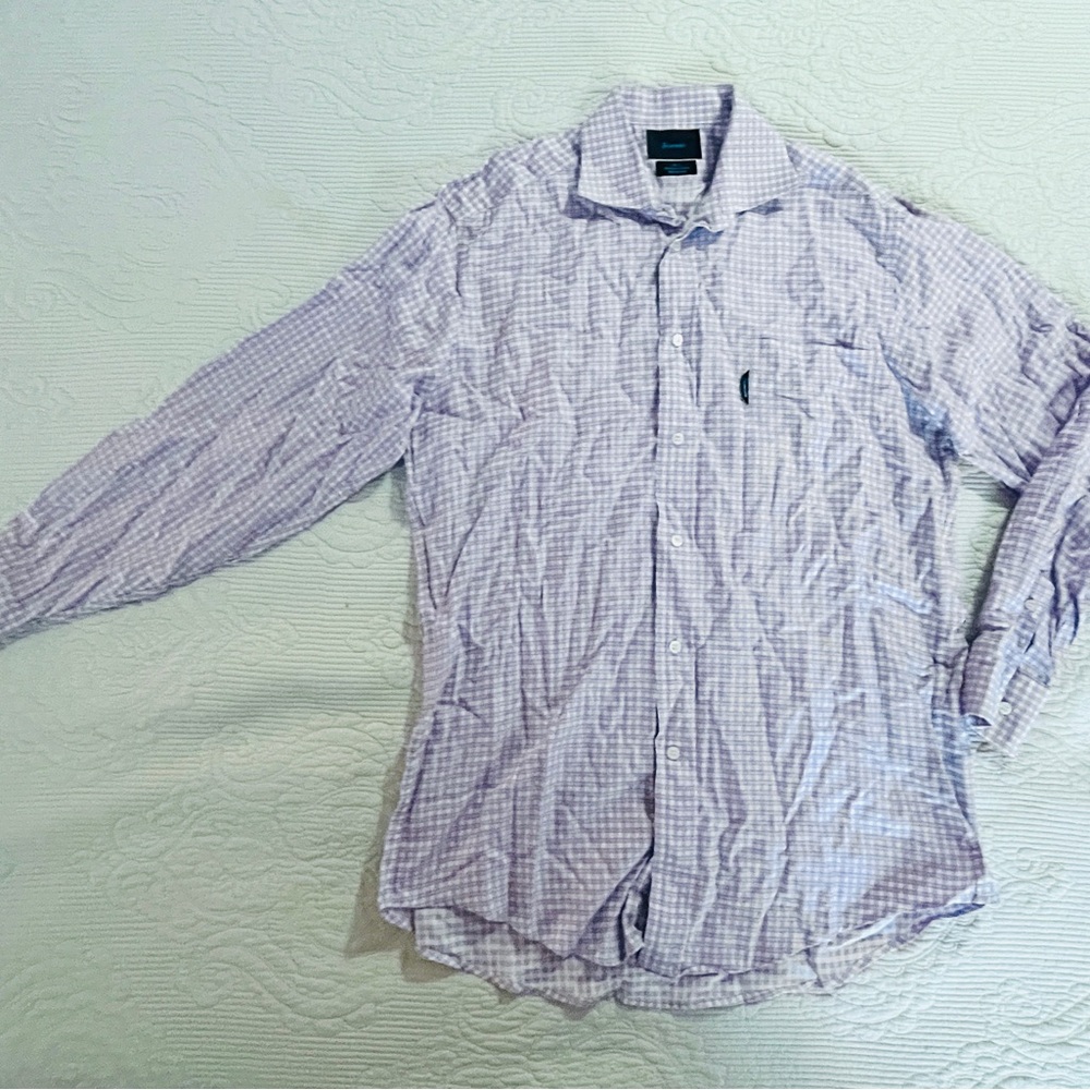 Faconnable Lavender Checkered Button Down Shirt, … - image 1